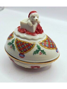Lenox Trinket Box Christmas Surprise Collector Egg 1994 Holiday Decor